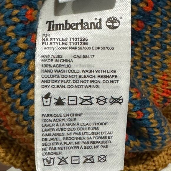 TIMBERLAND Women's Fair Isle Pom Beanie OS in Wheat Combo - Picture 6 of 6